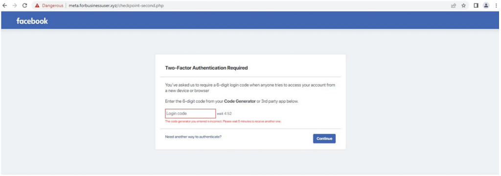 A new phishing campaign aimed at stealing Facebook user accounts