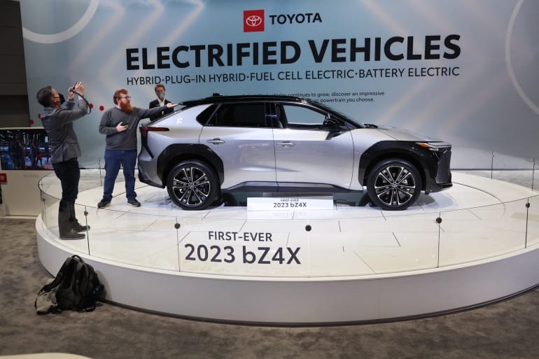 Toyota started selling its first fully electric car, the BZ4X, in May as a rental only in its (French) domestic market.